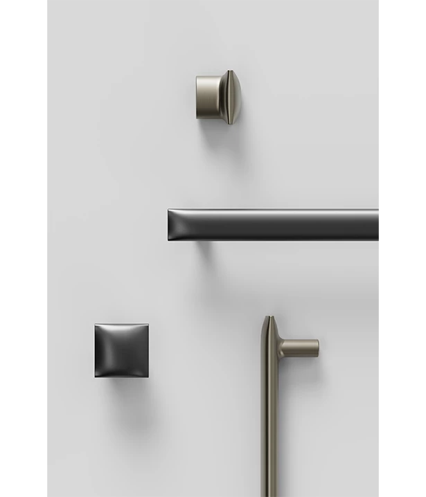 Handles with silver & gun metal finish