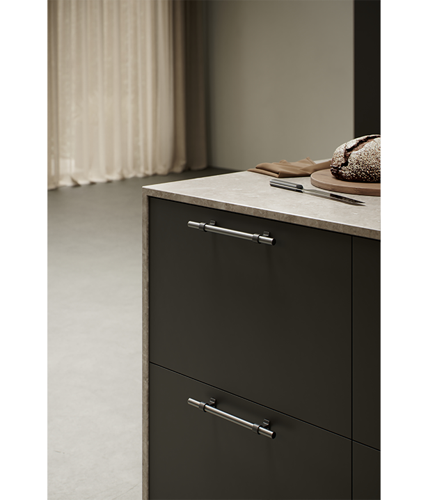 Handle with gun metal finish