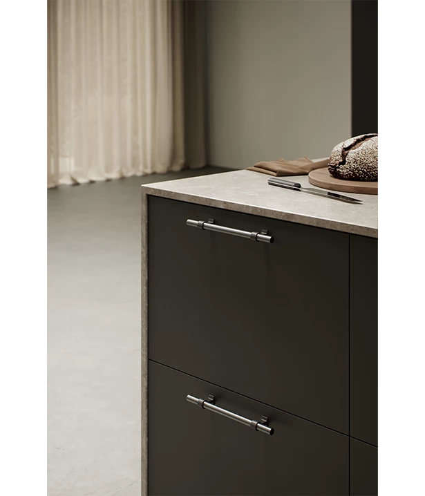 Handle with gun metal finish